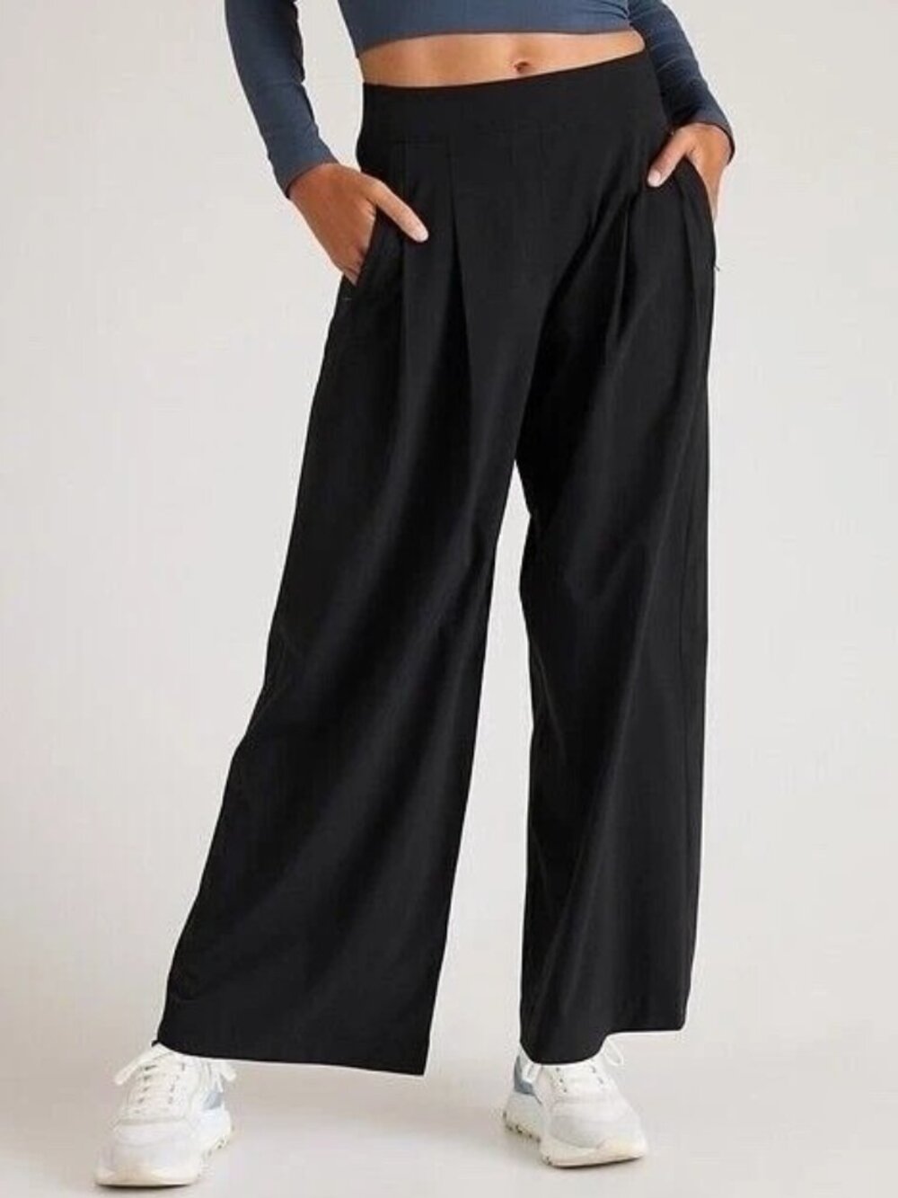 Athleta Brooklyn Heights High Rise Pleated Wide Leg Pant Black Size 4
